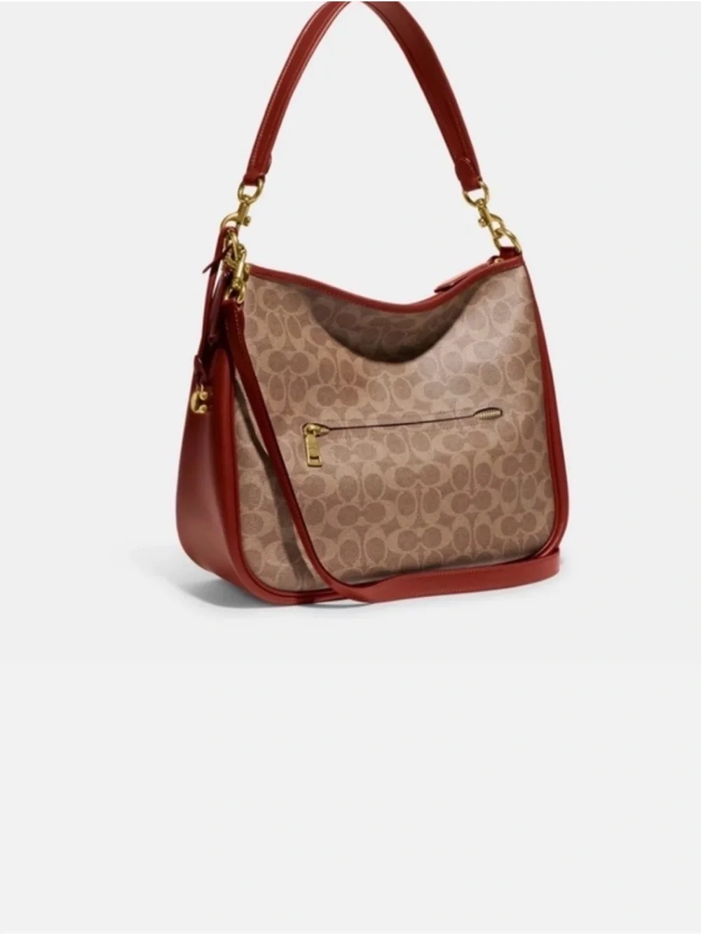 Coach Monogram Hobo Bag in Brown and Red
